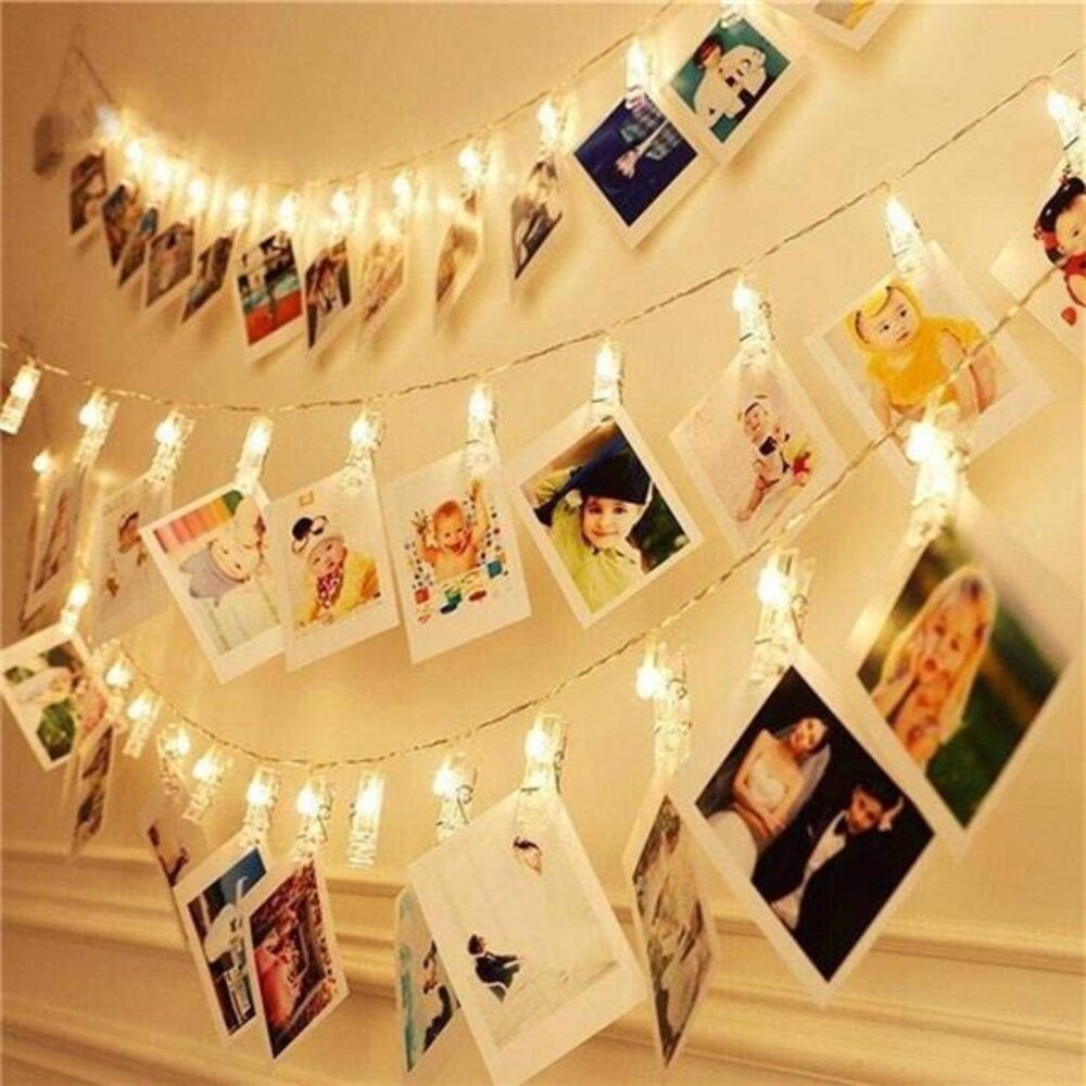 LED photo clip string lights battery operated fairy lights hanging pictures deco